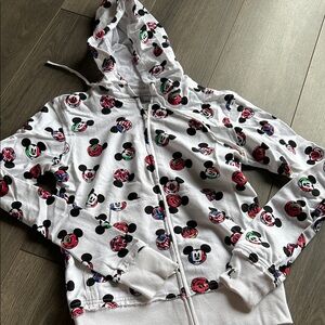 Vintage Epcot Worldshowcase Mickey Mouse Patterned Hoodie